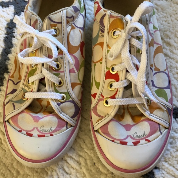 Coach Shoes Auth Coach Signature Tennis Shoes Sneaker Rainbow